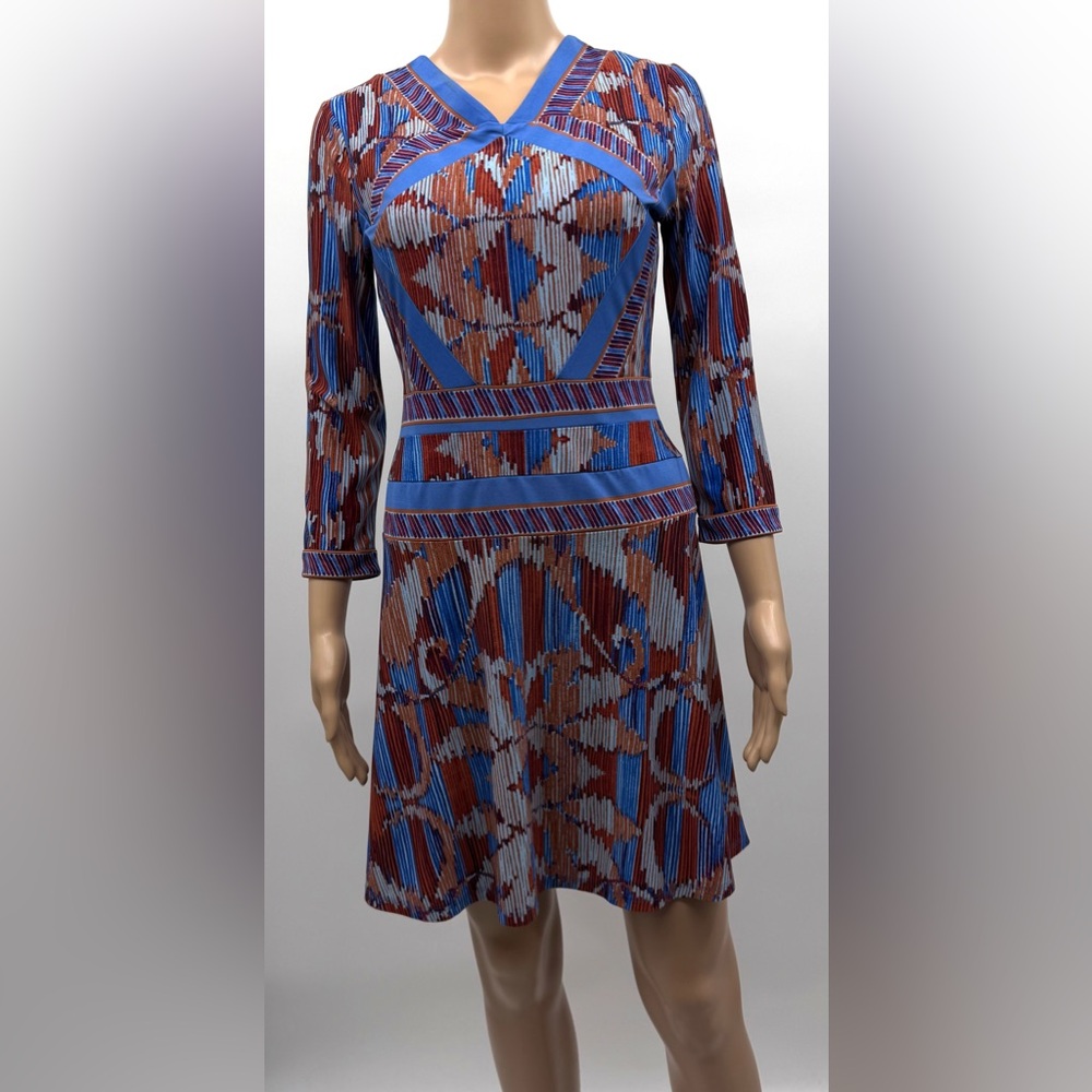 BCBGMAXAZRIA Long Sleeve Geometric Aztec Pattern Mini Dress Size XS